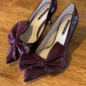 Zara Burgundy bow heels